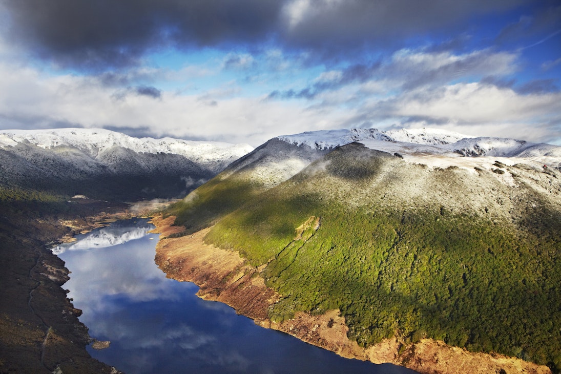 Snow capped mountains in Kahurangi National Park.