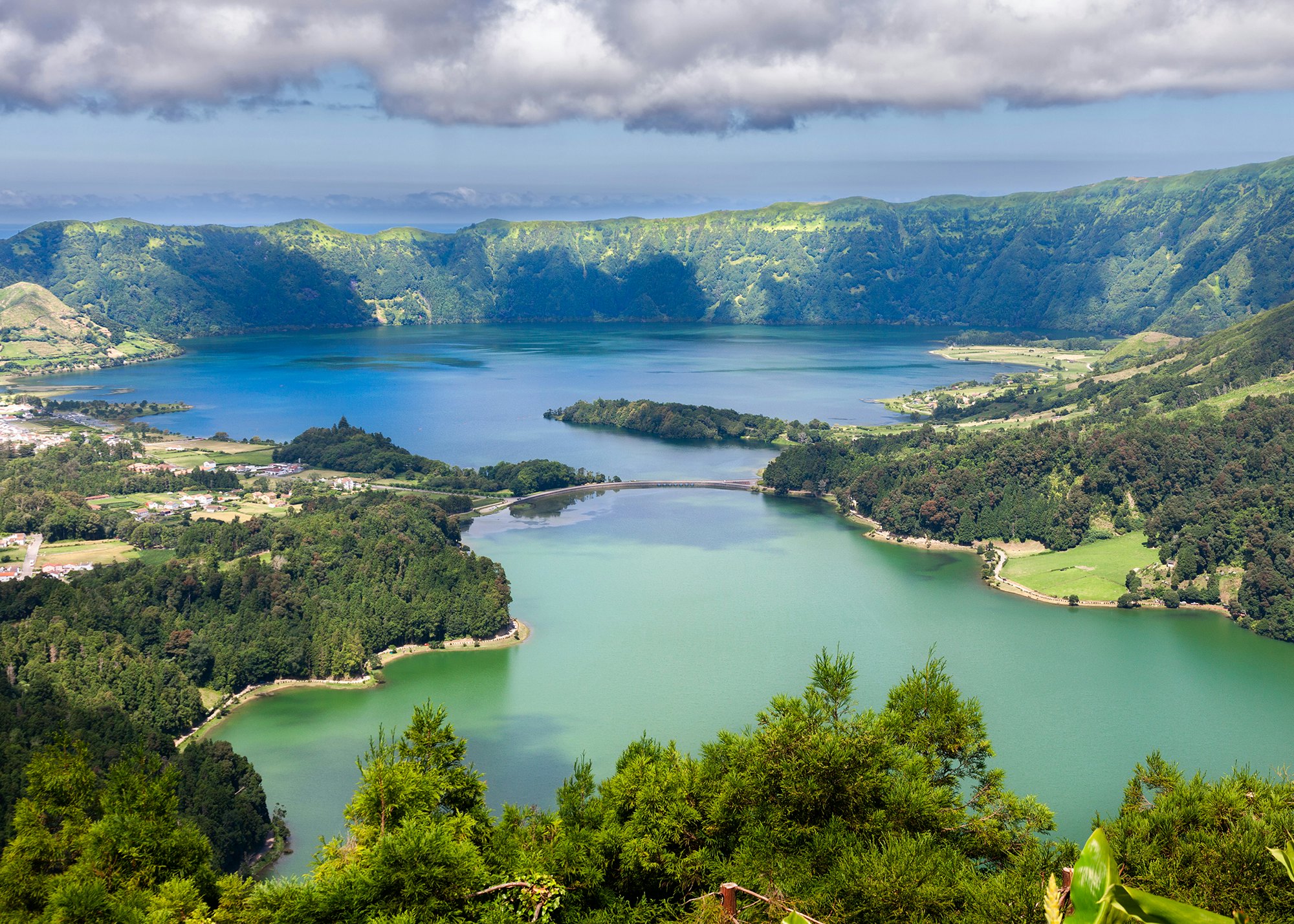 Lake of Sete Cidades from Vista do Rei viewpoint in Sao Miguel, Azores; Shutterstock ID 333806120; Your name (First / Last): James Kay; GL account no.: 65050; Netsuite department name: Online Editorial; Full Product or Project name including edition: Azores destination page highlights