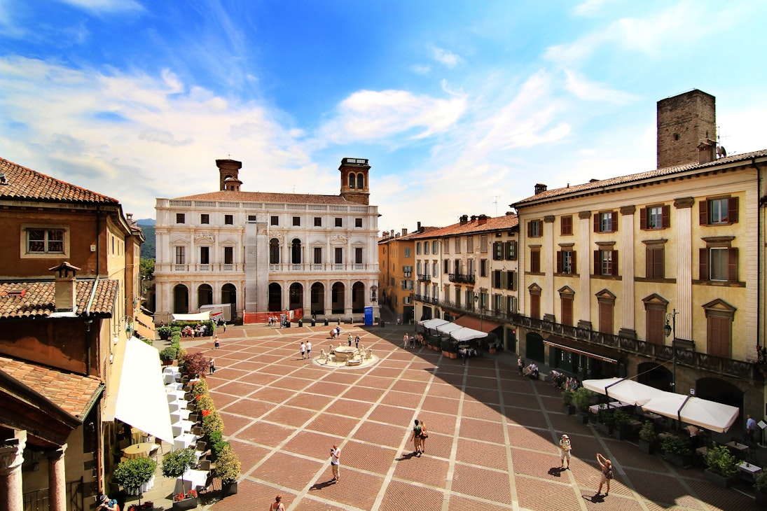 View of Piazza Vecchia in Bergamo.