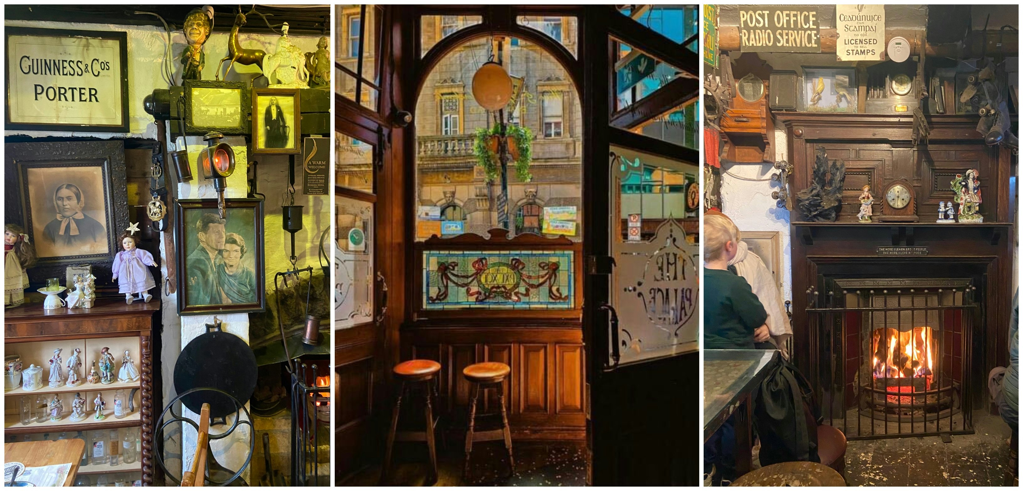 Old-school interiors of Dublin pubs.