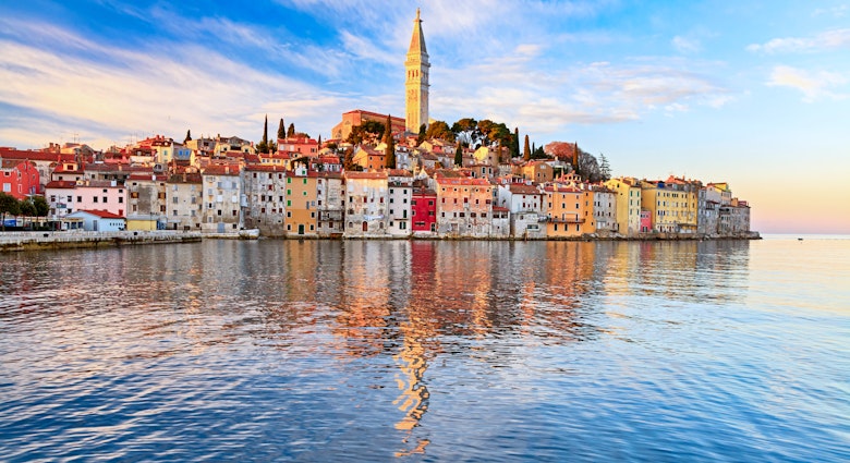 A view of Rovinj from the water. Istria, Croatia.