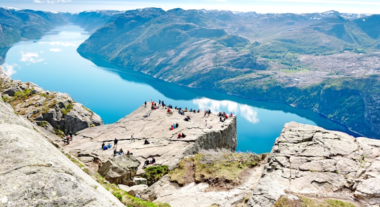 Cliff Preikestolen at fjord Lysefjord - Norway - nature and travel background License Type: media Download Time: 2023-07-14T11:33:38.000Z User: ceri_lp Is Editorial: No purchase_order: